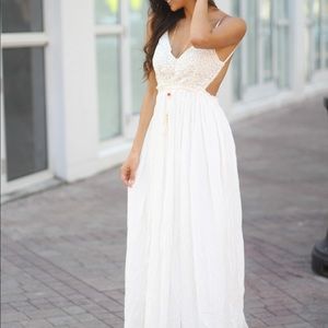 Saved By The Dress - Backless Lace Maxi - White